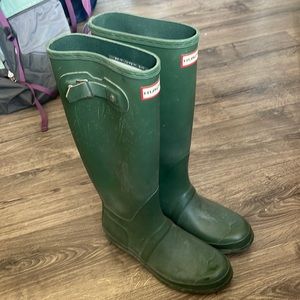 Hunter Green tall rain boots